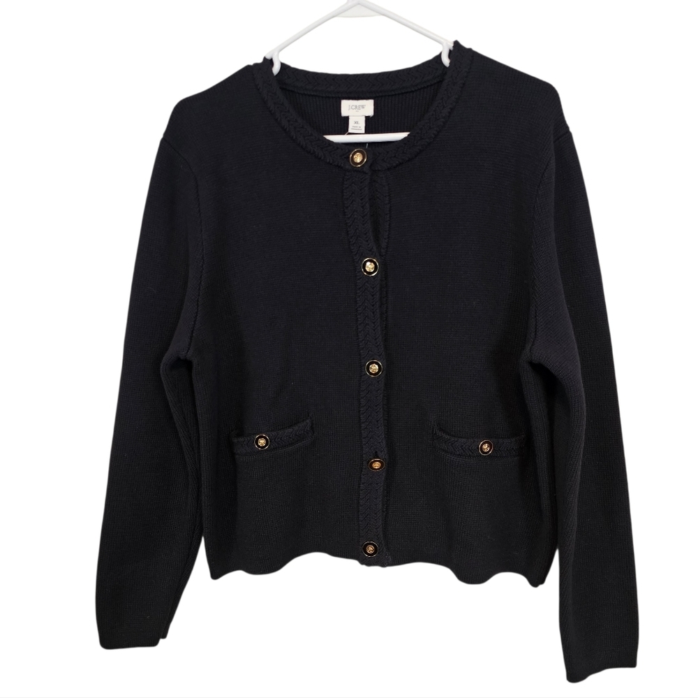 J. Crew Cotton Lady Jackson Knit Cardigan Sweater Classic Old Money Esthetic